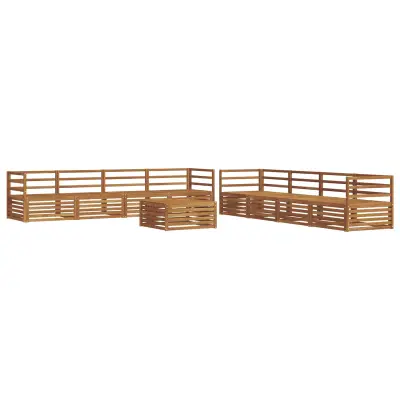vidaXL Zunanja garnitura za sedenje 9 pcs Naravna Masiven les akacije