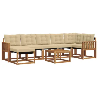 vidaXL Zunanja garnitura za sedenje z blazino 8 pcs Naravna in bež