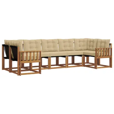 vidaXL Zunanja garnitura za sedenje z blazino 7 pcs Naravna in bež