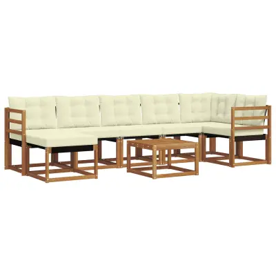 vidaXL Zunanja garnitura za sedenje z blazino 8 pcs Naravna in smetana