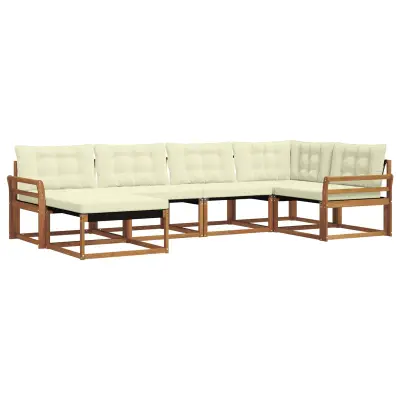 vidaXL Zunanja garnitura za sedenje z blazino 6 pcs Naravna in smetana