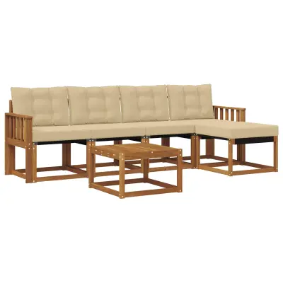 vidaXL Zunanja garnitura za sedenje z blazino 6 pcs Naravna in bež