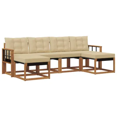 vidaXL Zunanja garnitura za sedenje z blazino 6 pcs Naravna in bež