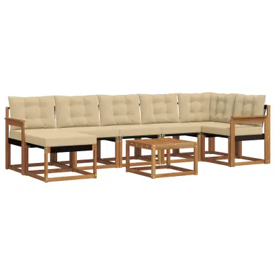 vidaXL Zunanja garnitura za sedenje z blazino 8 pcs Naravna in bež