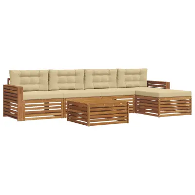 vidaXL Zunanja garnitura za sedenje z blazino 6 pcs Naravna in bež