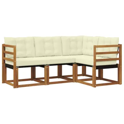 vidaXL Zunanja garnitura za sedenje z blazino 4 pcs Naravna in smetana