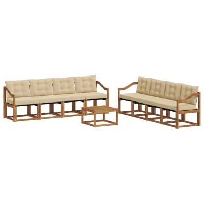 vidaXL Zunanja garnitura za sedenje z blazino 9 pcs Naravna in bež
