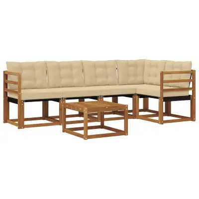 vidaXL Zunanja garnitura za sedenje z blazino 6 pcs Naravna in bež