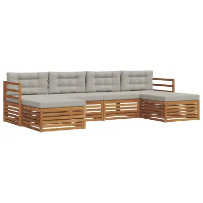 vidaXL Sedežne garniture z blazino 6 pcs Naravna in svetlo siva