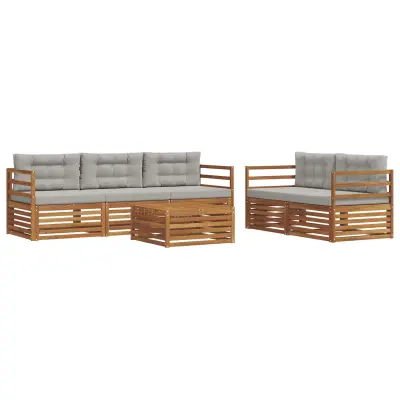vidaXL Zunanja garnitura za sedenje 6 pcs Naravna in svetlo siva