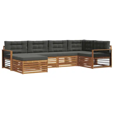 vidaXL Zunanja garnitura za sedenje 6 pcs Naravna in antracitna