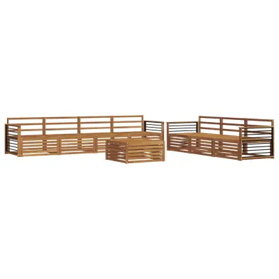 vidaXL Zunanja garnitura za sedenje 8 pcs Naravna Masiven les akacije
