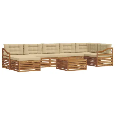 vidaXL Zunanja garnitura za sedenje z blazino 8 pcs Naravna in bež