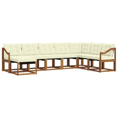 vidaXL Zunanja garnitura za sedenje z blazino 8 pcs Naravna in smetana