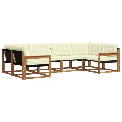 vidaXL Zunanja garnitura za sedenje z blazino 6 pcs Naravna in smetana