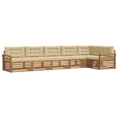 vidaXL Zunanja garnitura za sedenje z blazino 6 pcs Naravna in bež