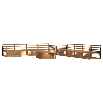 vidaXL Zunanja garnitura za sedenje 9 pcs Naravna Masiven les akacije