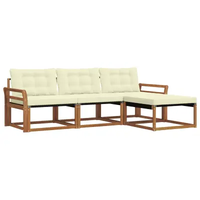 vidaXL Zunanja garnitura za sedenje z blazino 4 pcs Naravna in smetana