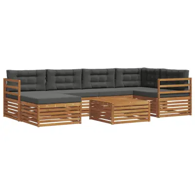 vidaXL Zunanja garnitura za sedenje 7 pcs Naravna in antracitna