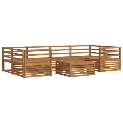 vidaXL Zunanja garnitura za sedenje 7 pcs Naravna Masiven les akacije