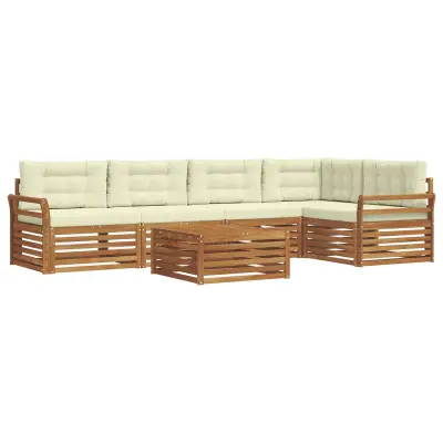 vidaXL Zunanja garnitura za sedenje z blazino 6 pcs Naravna in smetana