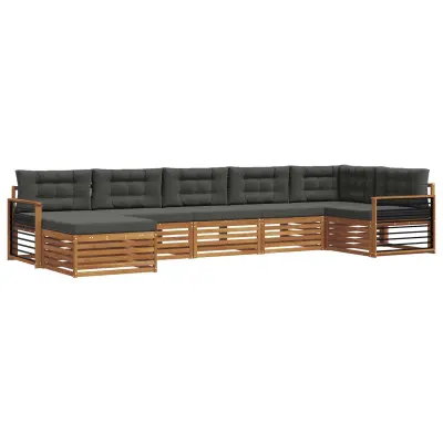vidaXL Zunanja garnitura za sedenje 7 pcs Naravna in antracitna