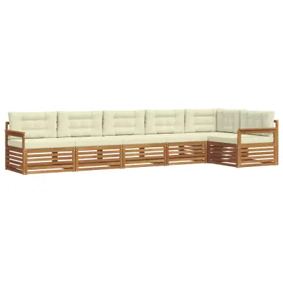 vidaXL Zunanja garnitura za sedenje z blazino 6 pcs Naravna in smetana