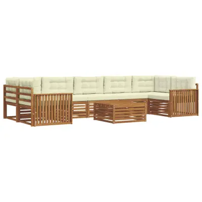 vidaXL Zunanja garnitura za sedenje z blazino 8 pcs Naravna in smetana