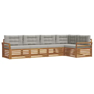 vidaXL Zunanja garnitura za sedenje 5 pcs Naravna in svetlo siva
