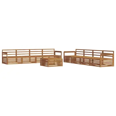 vidaXL Zunanja garnitura za sedenje 9 pcs Naravna Masiven les akacije