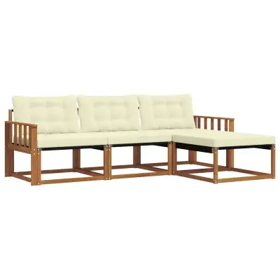 vidaXL Zunanja garnitura za sedenje z blazino 4 pcs Naravna in smetana