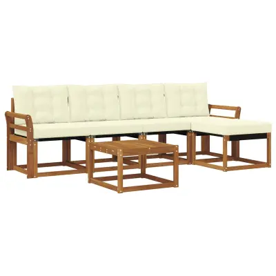 vidaXL Zunanja garnitura za sedenje z blazino 6 pcs Naravna in smetana
