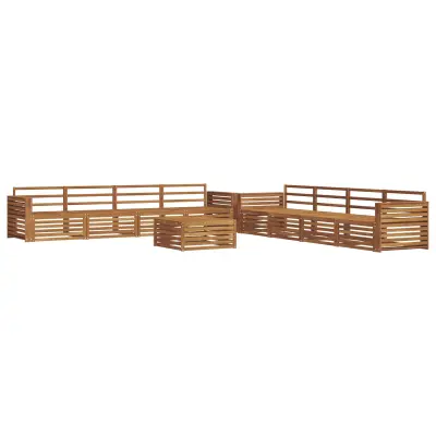 vidaXL Zunanja garnitura za sedenje 9 pcs Naravna Masiven les akacije