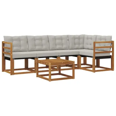 vidaXL Zunanja garnitura za sedenje 6 pcs Naravna in svetlo siva