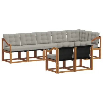 vidaXL Zunanja garnitura za sedenje 8 pcs Naravna in svetlo siva
