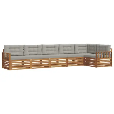 vidaXL Zunanja garnitura za sedenje 6 pcs Naravna in svetlo siva