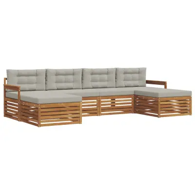 vidaXL Sedežne garniture z blazino 6 pcs Naravna in svetlo siva
