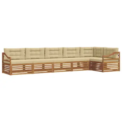 vidaXL Zunanja garnitura za sedenje z blazino 6 pcs Naravna in bež
