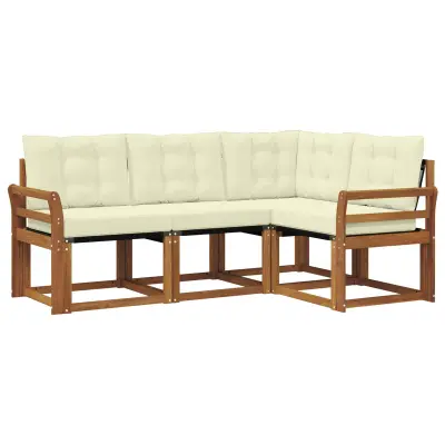 vidaXL Zunanja garnitura za sedenje z blazino 4 pcs Naravna in smetana