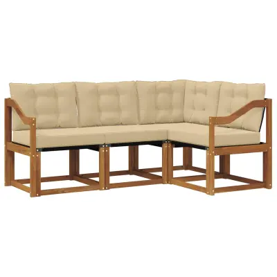 vidaXL Zunanja garnitura za sedenje z blazino 4 pcs Naravna in bež