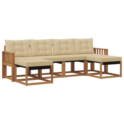 vidaXL Zunanja garnitura za sedenje z blazino 6 pcs Naravna in bež