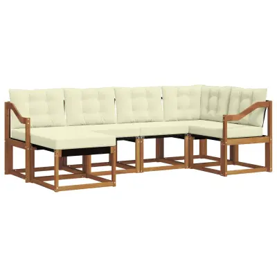 vidaXL Zunanja garnitura za sedenje z blazino 6 pcs Naravna in smetana