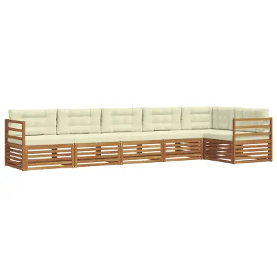 vidaXL Zunanja garnitura za sedenje z blazino 6 pcs Naravna in smetana