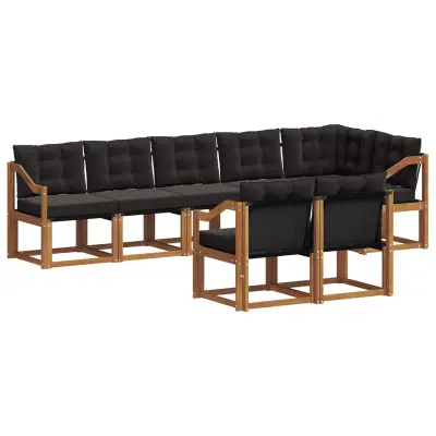 vidaXL Zunanja garnitura za sedenje z blazino 8 pcs Naravna in črna