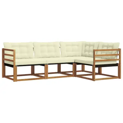 vidaXL Zunanja garnitura za sedenje z blazino 4 pcs Naravna in smetana