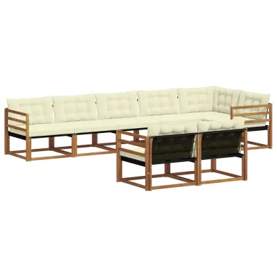 vidaXL Zunanja garnitura za sedenje z blazino 8 pcs Naravna in smetana