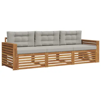 vidaXL Zunanja garnitura za sedenje 3 pcs Naravna in svetlo siva