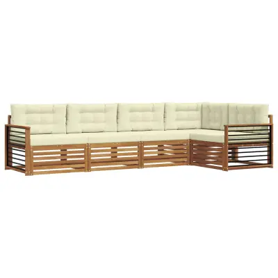 vidaXL Zunanja garnitura za sedenje z blazino 5 pcs Naravna in smetana