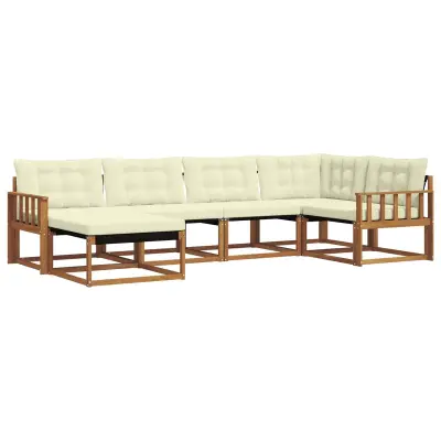 vidaXL Zunanja garnitura za sedenje z blazino 6 pcs Naravna in smetana