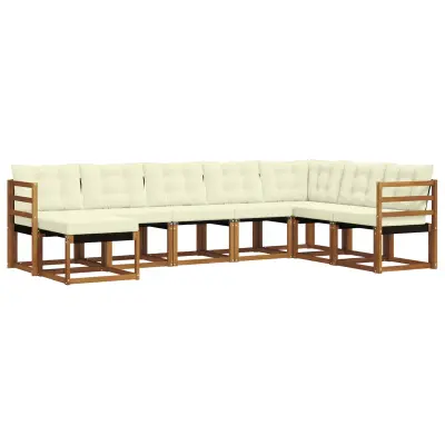 vidaXL Zunanja garnitura za sedenje z blazino 8 pcs Naravna in smetana